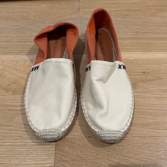 Tory Burch Cream and Orange Espadrilles. Never worn but no box.